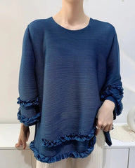 Ruffle Fully-Pleated Top
