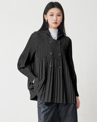 Luxury Pleated Hooded Jacket