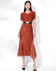 Luxury Plisse 3D Floral Dress