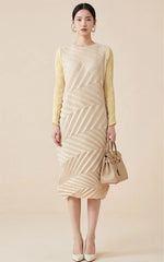 Geometric Pleated Midi Dress