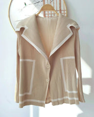 Pleated Shawl-Collar Cardigan