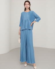 Peplum Pleated Trousers Set