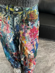 Women's Paint Splatter Wide-Leg Jeans