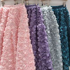Rose Tulle Romantic Flared Midi Skirt