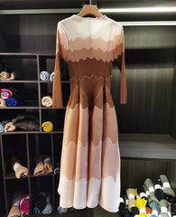 Wave Pleated Midi Dress