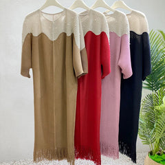 Luxury Plissé Dress with Tassel