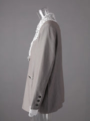 Elegant Pinstripe Lace Blazer