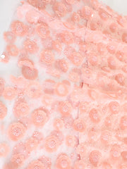 Elegant Floral Sequin Mesh Skirt