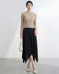 Luxury Pleated Two-Tone Dress