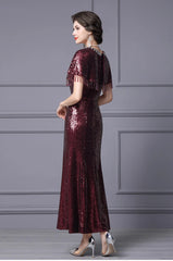 Luxury Sequin Cape Sleeve Dress