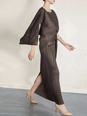 Plisse Stretch Sleeveless Dress Set