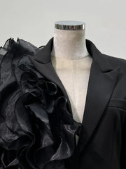 Luxury Ruffled Asymmetric Blazer