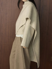 Wool-Blend Draped Cape Coat