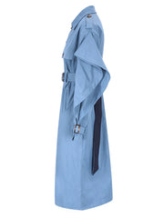 HEYFANCYSTYLE Classic Blue Elegance Trench Coat