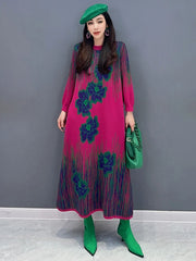 HEYFANCYSTYLE Fuchsia Floral Knit Dress