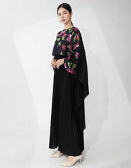 Formal Plissé Cape Dress
