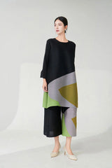 Modern Pleat Geometric Trouser Set