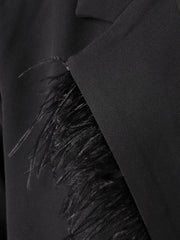 Luxe Feather & Bead Oversized Blazer