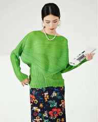 Classy Pleated Boat Neck Top