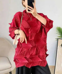 Diamond Plissé Oversized Top