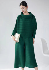 Truly Plissé Wide Leg Pant Set