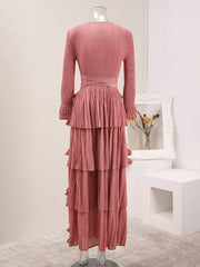 Luxury Pleats Tiered Dress