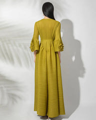 Luxurious Floral Pleats Dress