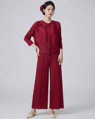 2-Piece Plissé Wide-Leg Set