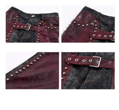 Men's 2 Piece Studded Western Faux Leather Vest & Pants Set