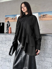 Luxury Asymmetric Ruffle Blouse