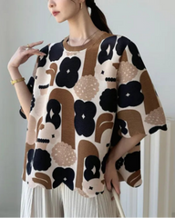 Elegant Abstract Plisse Top