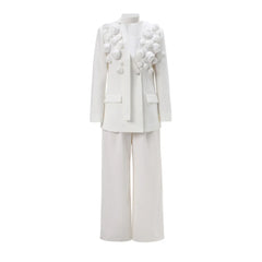 Luxe Floral Blazer & Wide-Leg Pant Set