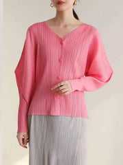 Casual Elegance Plissé Cardigan