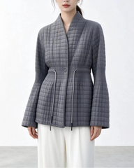 Drawstring Quilted Plissé Jacket