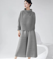 Truly Plissé Wide Leg Pant Set