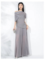 Luxe Pleats Sheer Wide-Leg Trousers & Top