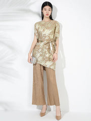 Couture Pleated Plissé Top & Pants