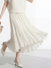 Asymmetric Ruffled Plisse Skirt