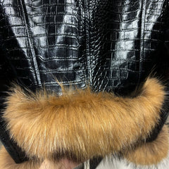 Designer Lambskin Fox Fur Leather Jacket