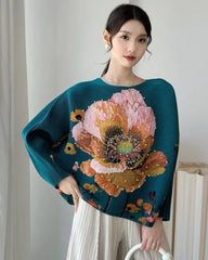 Luxury Floral Pleated Top