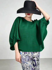 Batwing Pleated Blouse Top