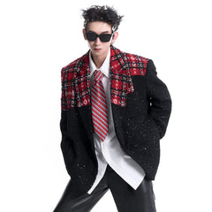 Couture Men's Checkered Pattern Tweed Jacket