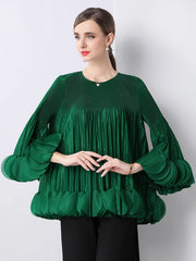 Luxury Pleated Bell Sleeve Top