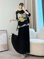 Irregular Plissé 3/4 Sleeve Top