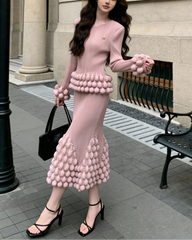 2-Piece Bubble Pleated Skirt Set