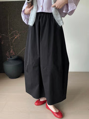 Elastic Waist Cotton Skirt - Women's Midi