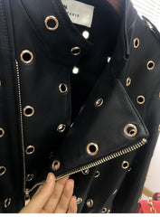 Women's Black Saige Faux-Leather Moto Jacket