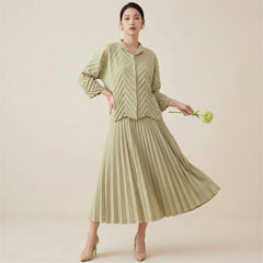 Luxury Formal Pleated Top & Skirt
