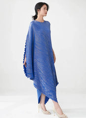 Luxury Pleats Asymmetric Cape Dress