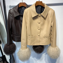 Couture Lambskin Leather Sheepskin Blazer